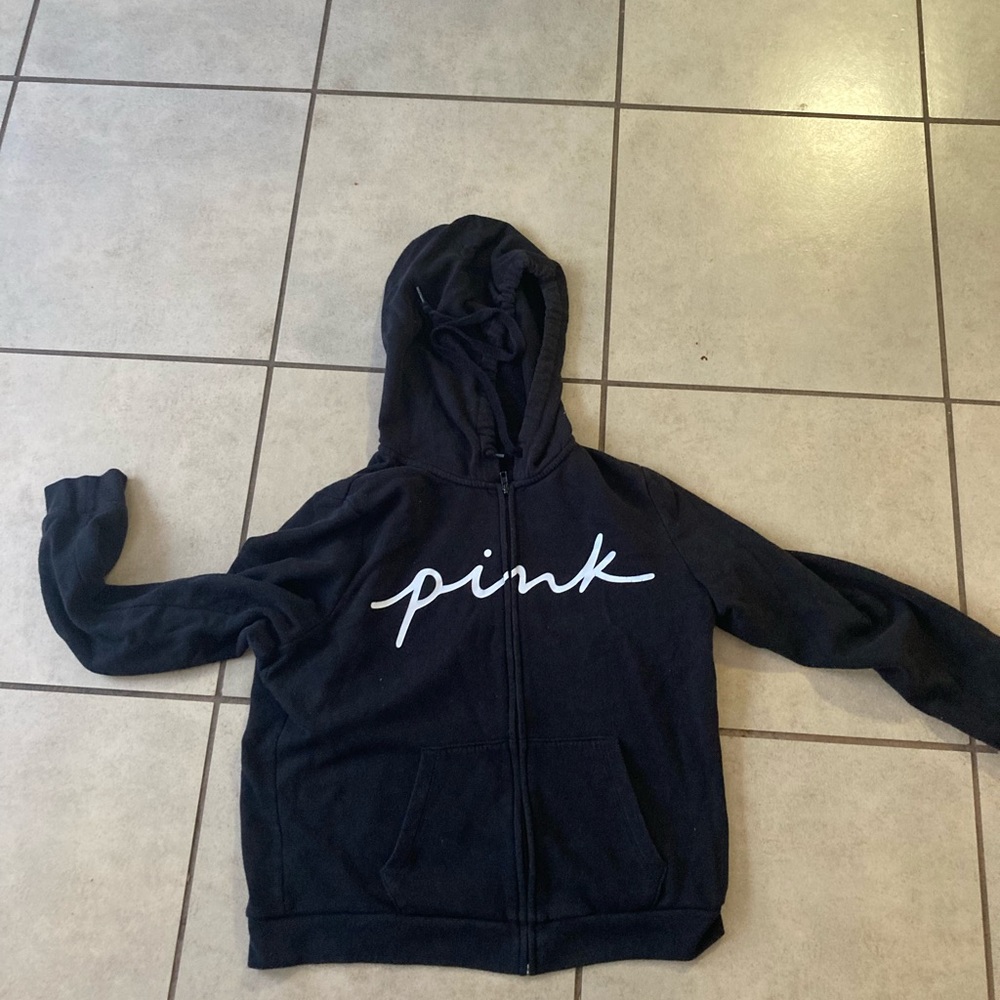 Pink Victoria’s Secret black logo sweatshirt L